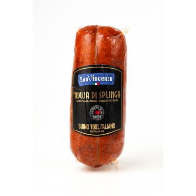 Kiełbasa typu salami Nduja di Splinga Suino 100% italiano 400g - San Vincenzo