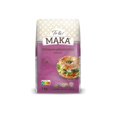 [SO] Mąka orkiszowa pełnoziarnista pszenna 1kg - Tota, Uszkodzone opakowanie, bez ubytku
