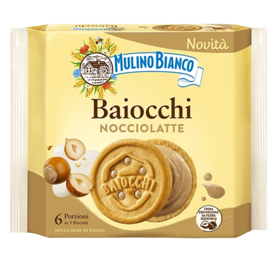 Ciastka z kremem orzechowym Baiocchi Nocciolatte 168g - Mulino Bianco