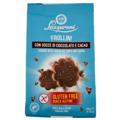 Ciastka bezglutenowe Frollini Senza Glutine Gocce di Cioccolato e Cacao 200g - Lazzaroni