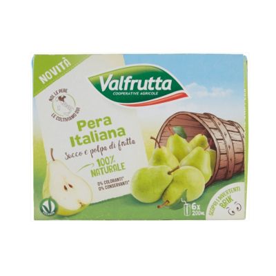 Soczki 100% naturalne o smaku gruszki Pera Italiana 6x 200ml - Valfrutta