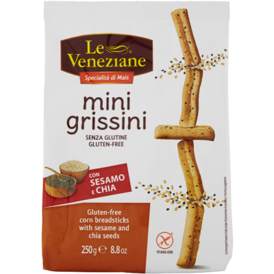 Bezglutenowe Grissini z Sezamem i Chia Le Veneziane 250g