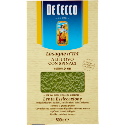 Makaron Lasagne Spinaci 500g - De Cecco