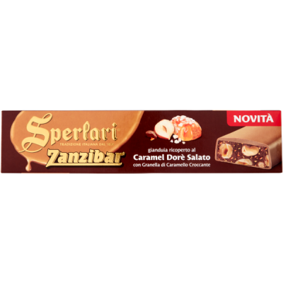 Nugat Zanzibar Torrone Gianduia Rico Caramel Dore Salato 250g - Sperlari