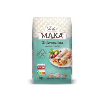 Mąka pszenna uniwersalna typ 650 1kg - Tota, Uszkodzone opakowanie, ubytek 0.1kg