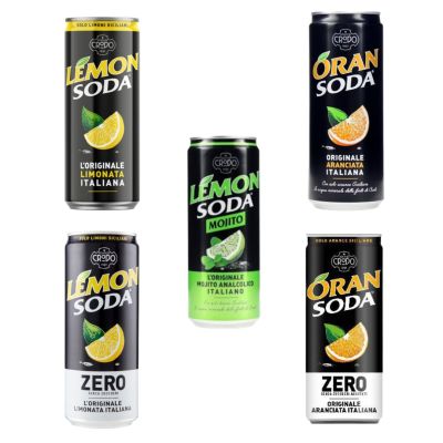 Włoska lemoniada Lemon Soda różne smaki w puszkach - Fondi Di Crodo 5 x 330 ml