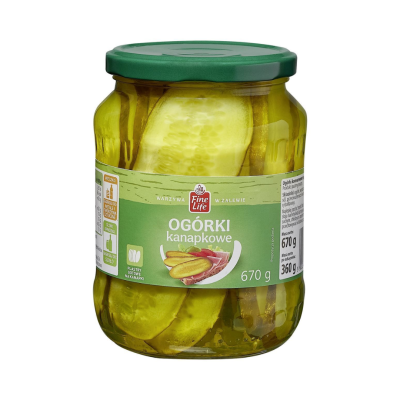 Ogórki konserwowe w plastrach w zalewie 670g - Fine Life