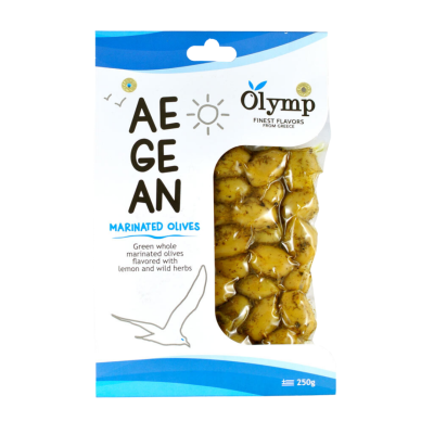 Oliwki zielone marynowane z papryką i ziołami Aegean - Olymp 250 g