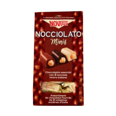 Orzechy laskowe w trzech rodzajach czekolady Nocciolato Minis - Novi