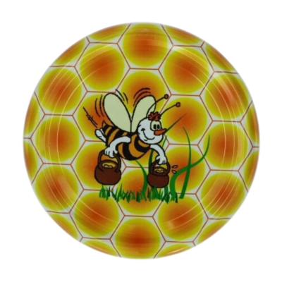 Żółta zakrętka do słoików z pszczółką fi 82